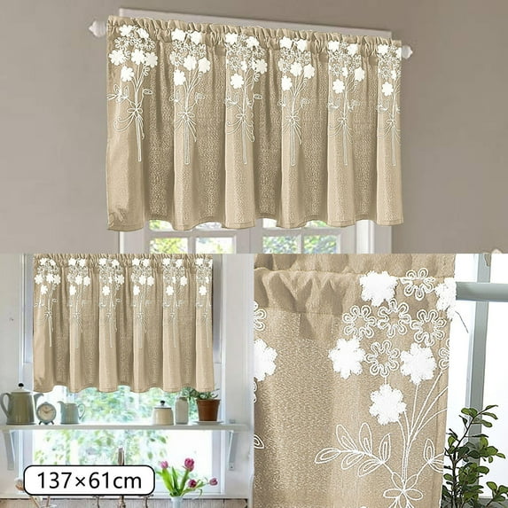 Hxoliqit Floral Curtains Kitchen Coffee Curtains Bedroom Rod Curtains Lace Short Curtains Lace Curtains 54 X 24 Inch 1 Panels