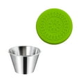 thumbnail image 1 of Hxoliqit Fridge Storage Dressing Containers Small Condiment With Lids Stainless Steel Cup Dipping Cups Container For Lunch Bento Box Green, 1 of 9