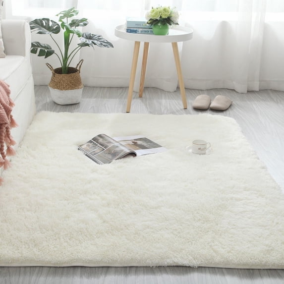 Hxoliqit Kitchen Rug Modern Soft Small Shaggy Rug For Bedroom Livingroom Dorm Kids Room Indoor Home Decorative Non Slip Plush Furry Area Rugs Comfy Nursery Floor Carpet White