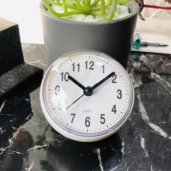 Hxoliqit Mini Suction Cup Wall Clock Bathroom Anti Fog Clock Kitchen Bathroom Clock Small Quartz Clock Table Clock Clock & Accessories Clock For Bedroom Home Supplies