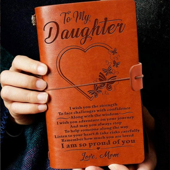 Hxoliqit Mother's Day Gifts Book Red Luxury Mom Wife Girlfriend Friends,To My Daughter Leather Journal From Mom Personalized Leather Notebook Journals Daughter Chrismas Birthday Gifts From Mother Re