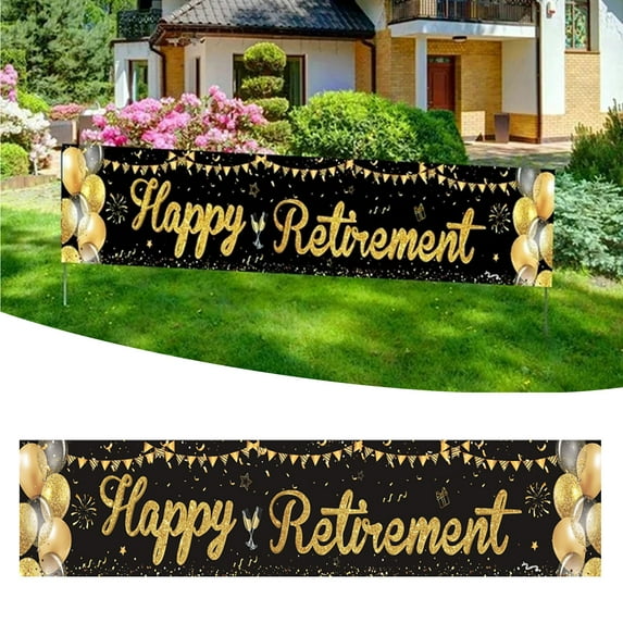 Hxoliqit Retirement Banner Party Background Photo Party Decoration Curtain Hanging Flag(Yellow) Garden Flag Garden Decor Garden Supplies
