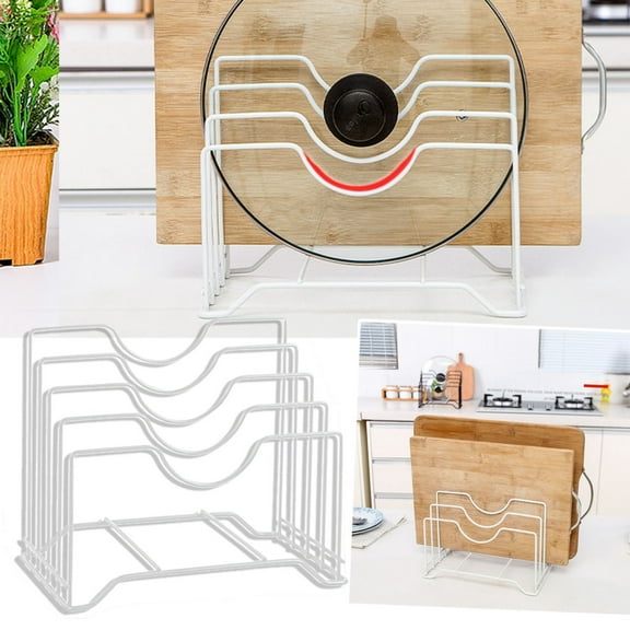 Hxoliqit,Stainless Steel Sponge Holder Pot Lid Organizer Cutting Board Holder Kitchen Dish Plate Storage And Drying Rack Bakeware,White