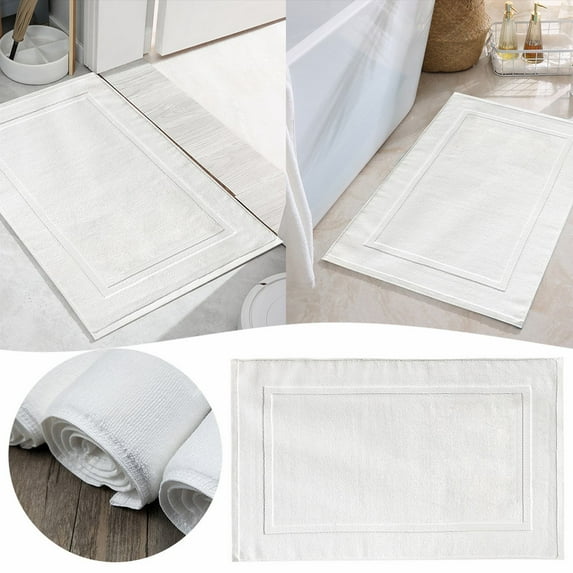 Hxoliqit Towels For Bathroom Bath Mats For Bathroom Bathroom Mats White Floor Towel 32 Thread Cotton Jacquard Thickened Floor Towel SPA Bathroom Foot Stomping Floor Mat
