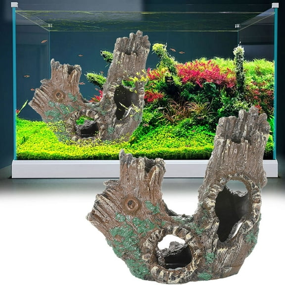 Hxoliqit Tree Trunk Aquarium Fish Aquarium Decoration Resin Wood Aquarium Tree Trunk Driftwood For Hole Hideouts