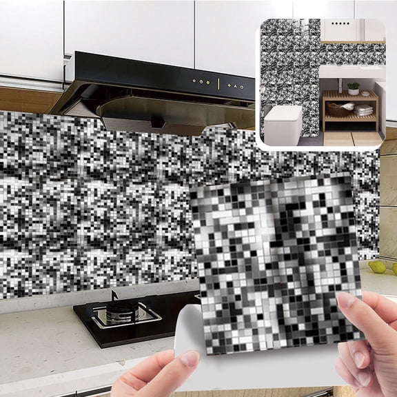Hxoliqit,Wall Sticker Self-Adhesive Wallpaper Decoration,10pc Peel And Stick Ceramic Tile Paste 3D Lattice Crystal Ceramic Tile Paste DIY Waterproof Self Adhesive Wall Sticker