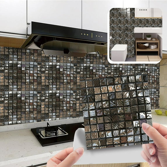 Hxoliqit,Wall Sticker Self-Adhesive Wallpaper Decoration,10pc Peel And Stick Ceramic Tile Paste 3D Lattice Crystal Ceramic Tile Paste DIY Waterproof Self Adhesive Wall Sticker