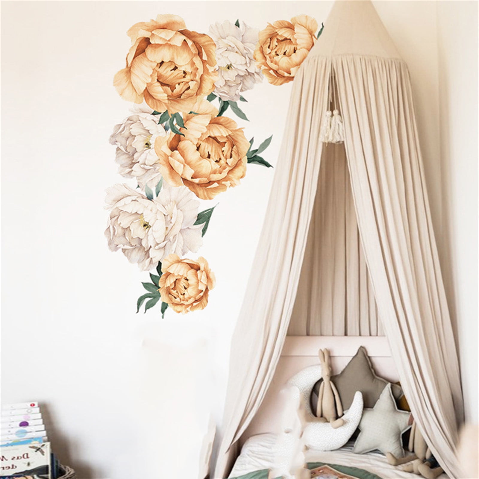 Hxoliqit Wall Stickers,Four Color Peony Flower Wall Stickers Home Decoration Background Wall