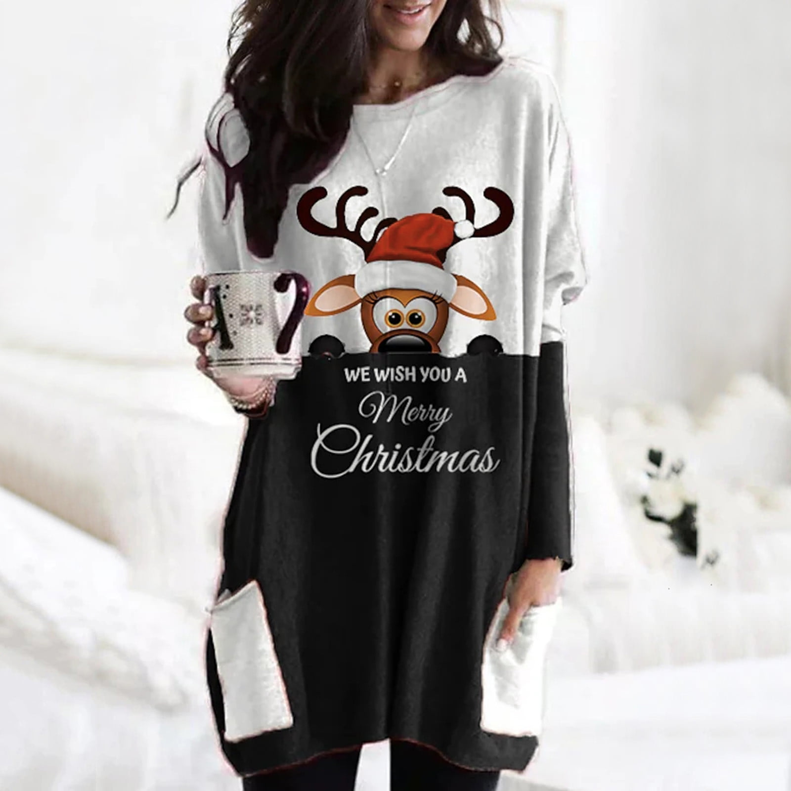 Hxroolrp Christmas Tops For Women Ladies Fashion Personality Christmas