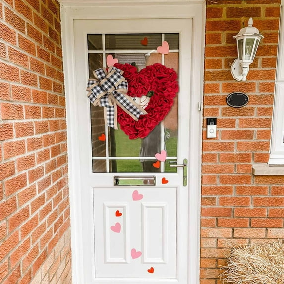 Hxroolrp Valentines Day Decorations Wreath Valentines Day Wreaths For Front Door Outside 16" Heart Shaped Wreath For Valentine Decor Outdoor Valentine's Day Wreath San Valentin Decoration