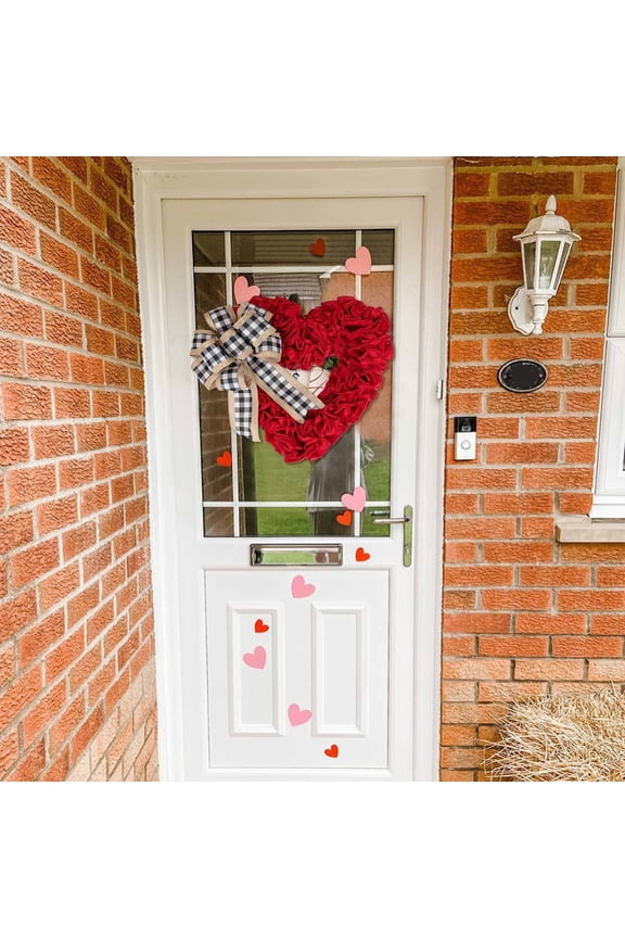 Valentines Day Decorations Wreath Valentines Day Wreaths For Front Door Outside 16" Heart Shaped Wreath For Valentine Decor Outdoor Valentine's Day Wreath San Valentin Decoration