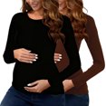 thumbnail image 1 of Hxshgdsn 2 Pack Maternity Shirts Crew Neck Long Sleeve Pullover Base Layer Tops Spring Coffee 3Xl, 1 of 8