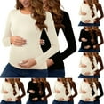 thumbnail image 1 of Hxshgdsn 2 Pack Maternity Shirts Crew Neck Long Sleeve Pullover Base Layer Tops Spring Coffee Xl, 1 of 9