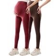 thumbnail image 1 of Hxshgdsn 2Pack Yoga Leggings For Pregnant Stretchy Over The Belly Maternity Pants Pregnancy Activewear Orange Xl, 1 of 6
