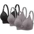 thumbnail image 1 of Hxshgdsn 3PC Wirefree Bras for Women Plus Size Adjustable Shoulder Straps Push Up Bras Embroidered Wirefreee Extra-Elastic Active Yoga Sports Bras,Black 1,34C, 1 of 3