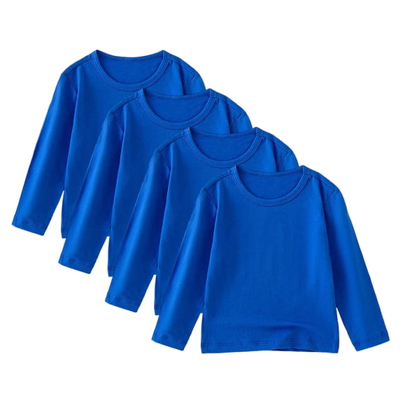 Hxshgdsn 4 Pack Childrens Long Sleeve Sweatshirt Crew Neck Basic T Shirt Casual Trendy Tops Blue 3 Years