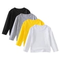 thumbnail image 1 of Hxshgdsn 4 Pack Crew Neck Sweatshirt For Girls And Boys Long Sleeve Basic Tee Casual Tops（1-12Y） Multicolor 13 8 Years, 1 of 9