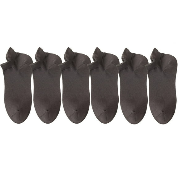 Hxshgdsn 6 Pairs Mens Boat Socks With Anti Slip Soles Soft Low Cut Lightweight Ladies Sockings Summer Dark Gray Free Size