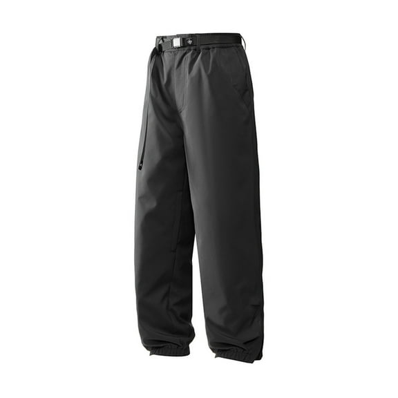 Hxshgdsn Baggy Ski Pants For Men Thickened Warm Waterproof Windbreak For Snowboarding Black S