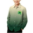 thumbnail image 1 of Hxshgdsn Boys Girls St. Patricks Day Shirts Cute Printed Kids Button Down Long Sleeve Blouse Trendy Gradient Color Tops Army Green A 13-14 Years, 1 of 7