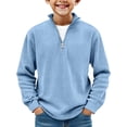 thumbnail image 1 of Hxshgdsn Boys Quarter Zip Sweatshirt Fall Spring Comfy Soft Long Sleeve Shirt Stylish Casual Outfit Light Blue 140, 1 of 5