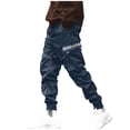 thumbnail image 1 of Hxshgdsn Cargo Pants For Men Slim Fit Straight Wide Drawstring Long Pant With Large Pockets Casual Outdoors Dark Blue S, 1 of 6