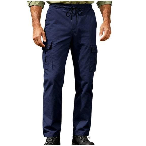 Hxshgdsn Cargo Pants For Men Straight Leg Loose Fit Sweatpants With Multi Pocket Navy 1 M