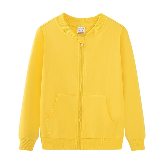 Hxshgdsn Childrens Full Zip Knit Sweaters Long Sleeve Cardigan Jacket Casual Fall Winter Outerwear Yellow 1-2Years