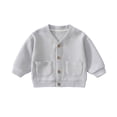 thumbnail image 1 of Hxshgdsn Childrens Knit Cardigan Sweater With Pocket Oversized Button Down Jacket Winter Trendy Tops Light Blue 1-2 Years, 1 of 5
