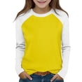 thumbnail image 1 of Hxshgdsn Childrens Soft Sweatshirts Cotton Color Block Trendy Boys And Girls Pullover Raglan Tees Tops Yellow 1 14 Years, 1 of 8