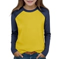 thumbnail image 1 of Hxshgdsn Childrens Soft Sweatshirts Cotton Color Block Trendy Boys And Girls Pullover Raglan Tees Tops Yellow 14 Years, 1 of 8