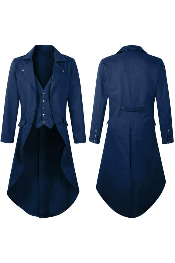 Fall Outfits For Men 2025 Men'S Steampunk Jacket Medieval-Inspired Design,Performance Fabric For Cosplay Themed Events Dark Blue S