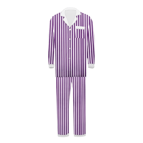 Hxshgdsn Family Pajamas Set Matching Striped Button Down Long Sleeve Tops And Straight Leg Pants Loungewear 2Pcs Purple Dad M