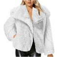 thumbnail image 1 of Hxshgdsn Faux Fur Coat For Women Fluffy Fuzzy Jackets Long Sleeve Lapel Winter Jackets Shaggy Parka Coat White S, 1 of 8