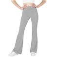 thumbnail image 1 of Hxshgdsn Flared Leggings For Girls High Waist Stretchy Casual Athletic Trousers With Pocket Gray 12-13 Years, 1 of 8
