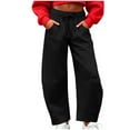 thumbnail image 1 of Hxshgdsn Fleece Lined Sweatpants For Womens Wide Leg Waistband Drawstring Sweatpants With Pockets Running Black L, 1 of 9