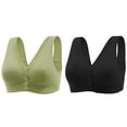 thumbnail image 1 of Hxshgdsn Front Button Convenient Bras Full Coverage Comfortable Buckle Corset Everyday Sleep Cotton Sports Tank Tops Bras For Women 2PC,Green 3,48B, 1 of 3