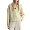 thumbnail image 1 of Hxshgdsn Full Zip Cardigan Sweaters For Women V Neck Long Sleeve Jacket Ribbed Knit Tops Beige Free Size, 1 of 8