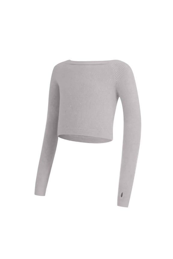 Girls Ballet Sweaters Soft Warm Up Crew Neck Long Sleeve Dance Pullover Tops Slim Fit Gray 9 Years