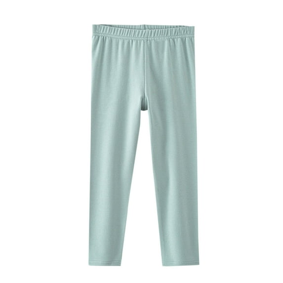 Hxshgdsn Girls Cotton Soft Pants Elastic Waist Sweatpants Straight Leg Loungewear Casual Spring Sleepwear Green 6-7Years