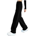 thumbnail image 1 of Hxshgdsn Girls Wide Leg Sweatpants Loose Fit Elastic Waist Solid Color Athletic Long Pants With Pocket Casual Spring Hiking Black 11-12 Years, 1 of 6