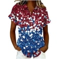 thumbnail image 1 of Hxshgdsn July 4th for Womens American Flag Stars Print Button Down Short Sleeve Casual Shirt Loose Fit（Blue/S）, 1 of 6