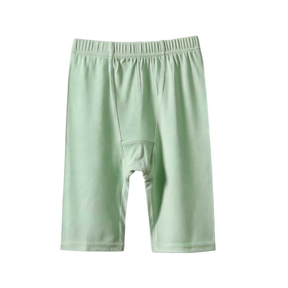 Hxshgdsn Kids Ribbed Shorts Elastic Waist Cotton Blend Bike Shorts for Girls Play and Everyday Wear(Green/3-4Years)