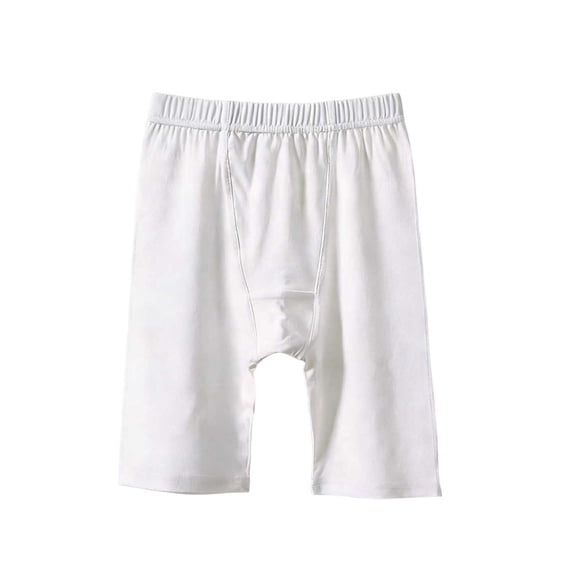 Hxshgdsn Kids Ribbed Shorts Elastic Waist Cotton Blend Bike Shorts for Girls Play and Everyday Wear(White/11-12Years)
