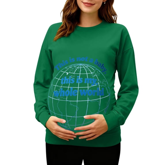 Hxshgdsn Maternity Clothes For Womens Long Sleeves Crew Neck Pregnancy Sweatshirts Graphic Printed Funny Tops Spring Green S