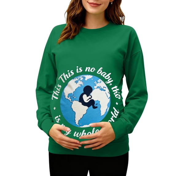 Hxshgdsn Maternity Clothes For Womens Pregnancy Sweatshirts Long Sleeves Funny Pullover Crew Neck Tops With Graphic Printed Green Xl