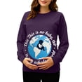 thumbnail image 1 of Hxshgdsn Maternity Clothes For Womens Pregnancy Sweatshirts Long Sleeves Funny Pullover Crew Neck Tops With Graphic Printed Purple S, 1 of 6