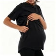 thumbnail image 1 of Hxshgdsn Maternity Nursing Cotton T Shirt with Side Access Short Sleeve Crew Neck Tees for Pregnant Women Comfy Summer Casual Outfits（Black/XL）, 1 of 6