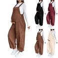 thumbnail image 1 of Hxshgdsn Maternity Overalls For Womens Wide Leg Adjustable Waist Pregnancy Jumpsuits With Pocket Wine Xl, 1 of 7