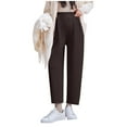 thumbnail image 1 of Hxshgdsn Maternity Pants Spring Wide Leg Drawstring Waist Casual Trousers With Pocket For Pregnancy Women Coffee L, 1 of 7